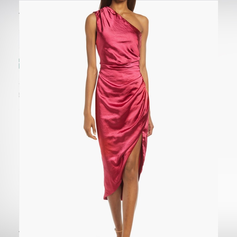 Elliatt one shoulder dress, Large, burgundy